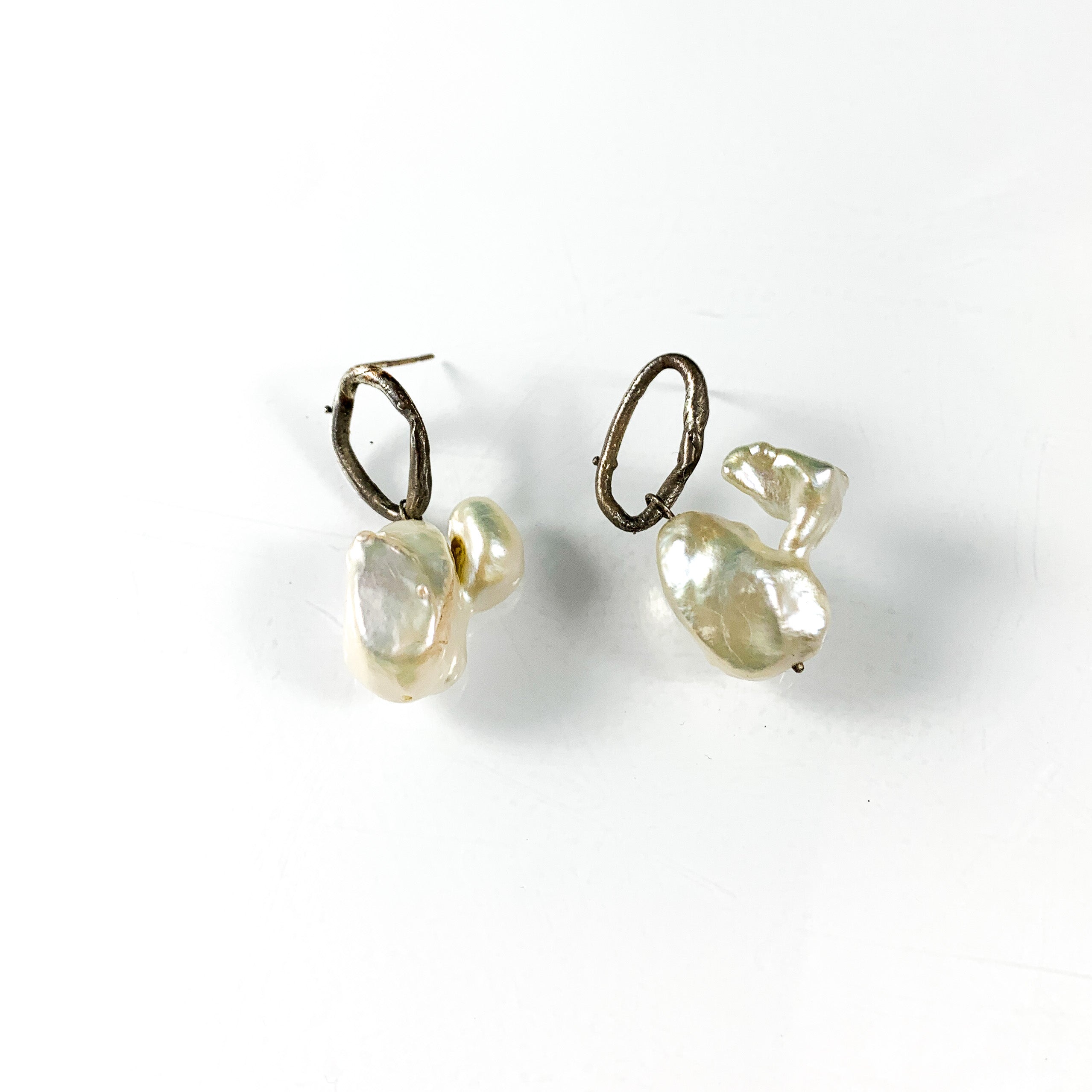 Crystalline creature Earrings with baroque pearls